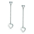thumbnail image 2 of Bling Jewelry Womens Romantic Simple Chain Long Linear Open Hearts Dangle Earrings Lightweight Sterling Silver, 2 of 5
