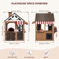 thumbnail image 3 of Auarte Outdoor Playhouse for Kids Ages 3+, Wooden Play House with BBQ Grill, Pizza Oven, Pretend Food, Cash Register, Doorbell, Toy Phone, Blackboards, 3 of 11