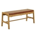 thumbnail image 2 of Weston Home Skovde Modern Scandinavian Light Oak Finish Bench, Caramel Faux Leather Cushion, 2 of 6