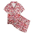 thumbnail image 4 of Gubotare Ensembles de Pyjamas pour Filles Ensemble de Pyjama pour Filles Haut à Boutons devant et Shorts, 2 Pcs 4T 5T (Rouge, 4-5 Ans), 4 of 4