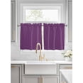 thumbnail image 2 of Dark Purple Half Window Curtains 24 Inches Long, Farmhouse Solid Purple Color Modern Art Window Treatment Curtain Drapes, Short Curtains Tiers for Kitchen Over Sink, 27.5"x24", 2 Panels, 2 of 7