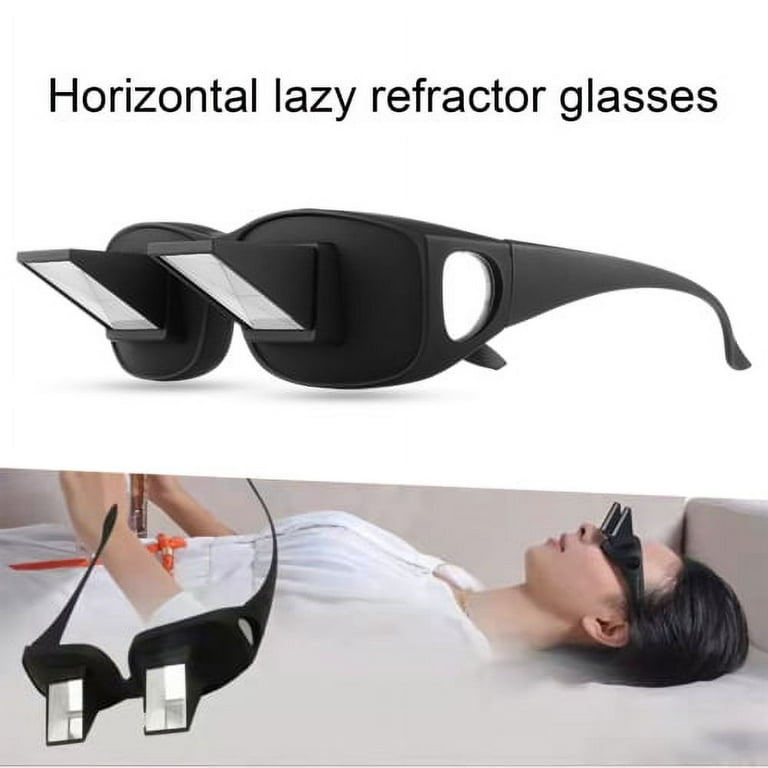Cheers.US Bed Prism Spectacles Horizontal Mirror Lazy Readers Glasses 90  Degree Prism Glasses for Laying Down Reading and Watching TV 