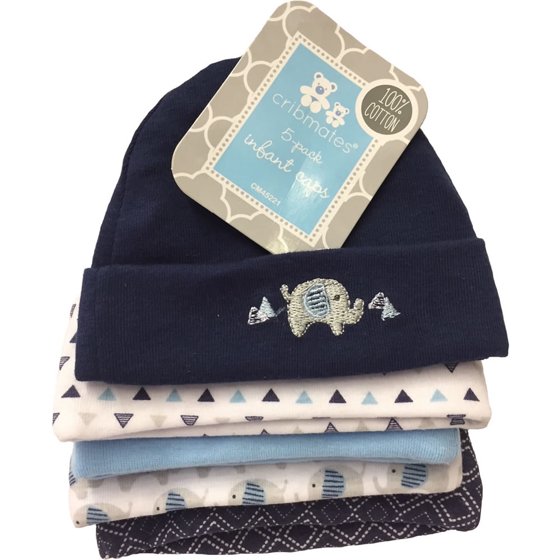CRIBMATES Cribmates Infant Baby Caps 06 Months 5 Pack, Blue