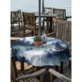 thumbnail image 2 of Outdoor Tablecloth with Umbrella Hole for Patio/Picnic/Party/Camping, Blue Black Mountain Waterproof Table Cloth Round Cover Washable, Forest Pine Trees Abstract Art (Dia 54"), 2 of 9
