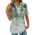 thumbnail image 1 of Tops Cortos para las Mujeres Blusas Impresas Manga Corta Turndown Collar Camiseta, Tops de Blusa para las Mujeres Casual, 1 of 5
