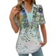 thumbnail image 1 of Tops Cortos para las Mujeres Blusas Impresas Manga Corta Turndown Collar Camiseta, Tops de Blusa para las Mujeres Casual, 1 of 5