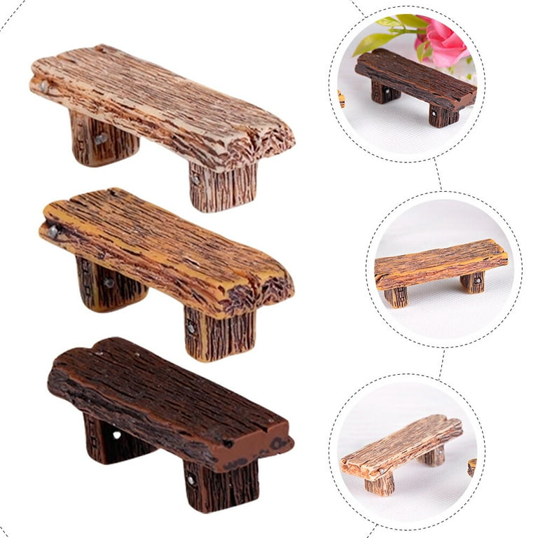 WEKADRIN 3Pcs Mini Bench Models Resin Model Bench for Office