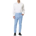 thumbnail image 2 of INSPIRE CHIC Men's Formal Color Block Slim Fit Flat Front Plaid Dress Pants, 2 of 6