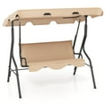 thumbnail image 2 of Gymax 3-Person Swing Chair Porch Swing Seat w/ Adjustable Canopy Removable Cushion Coffee, 2 of 9