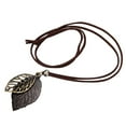 thumbnail image 2 of Women Retro Leaf Pendant Statement Necklace Long Leather Rope Chain 32 Inches Coffee, 2 of 9
