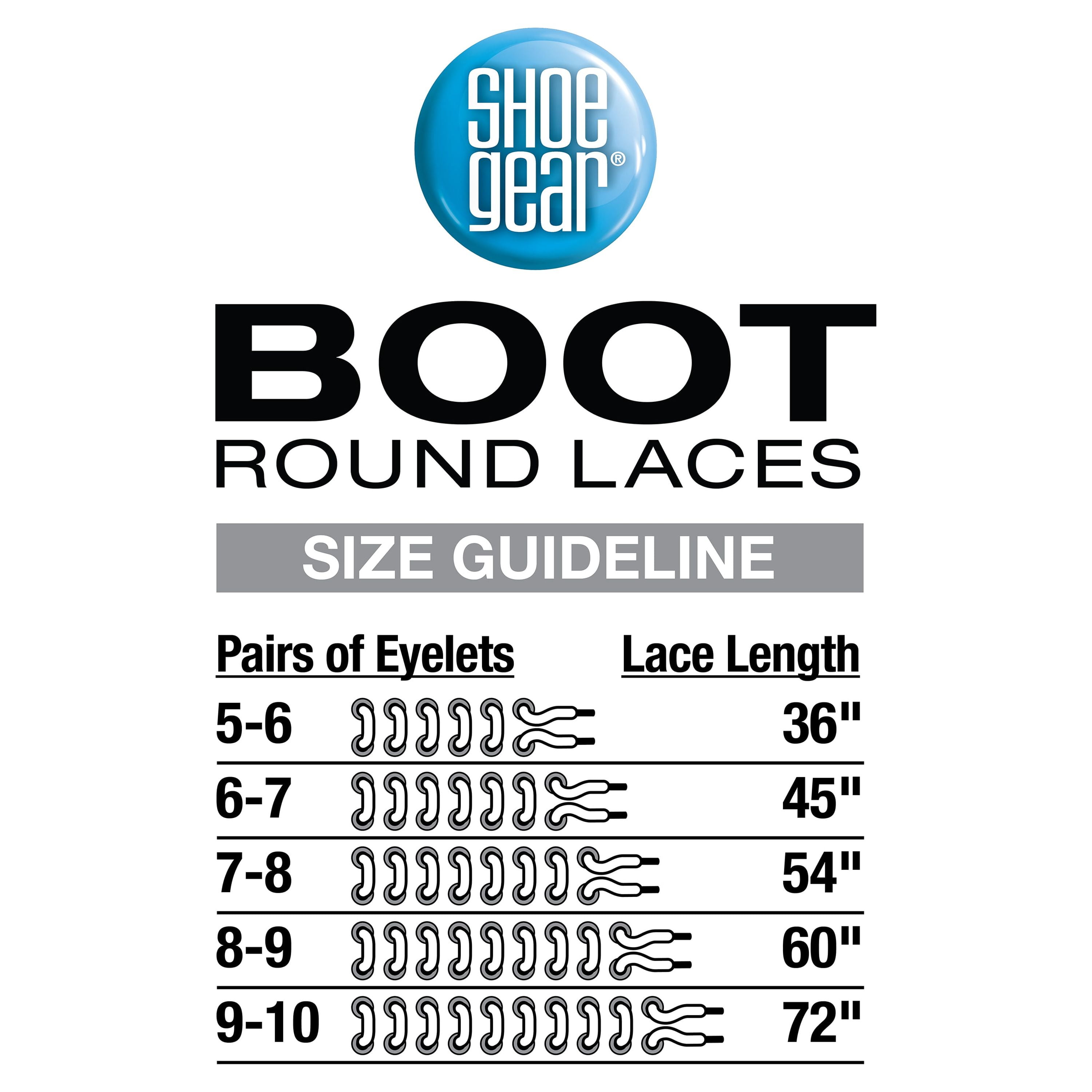 Shoe Gear Round Work Boot Lace for Men and Women, Polyester, Black, 72"