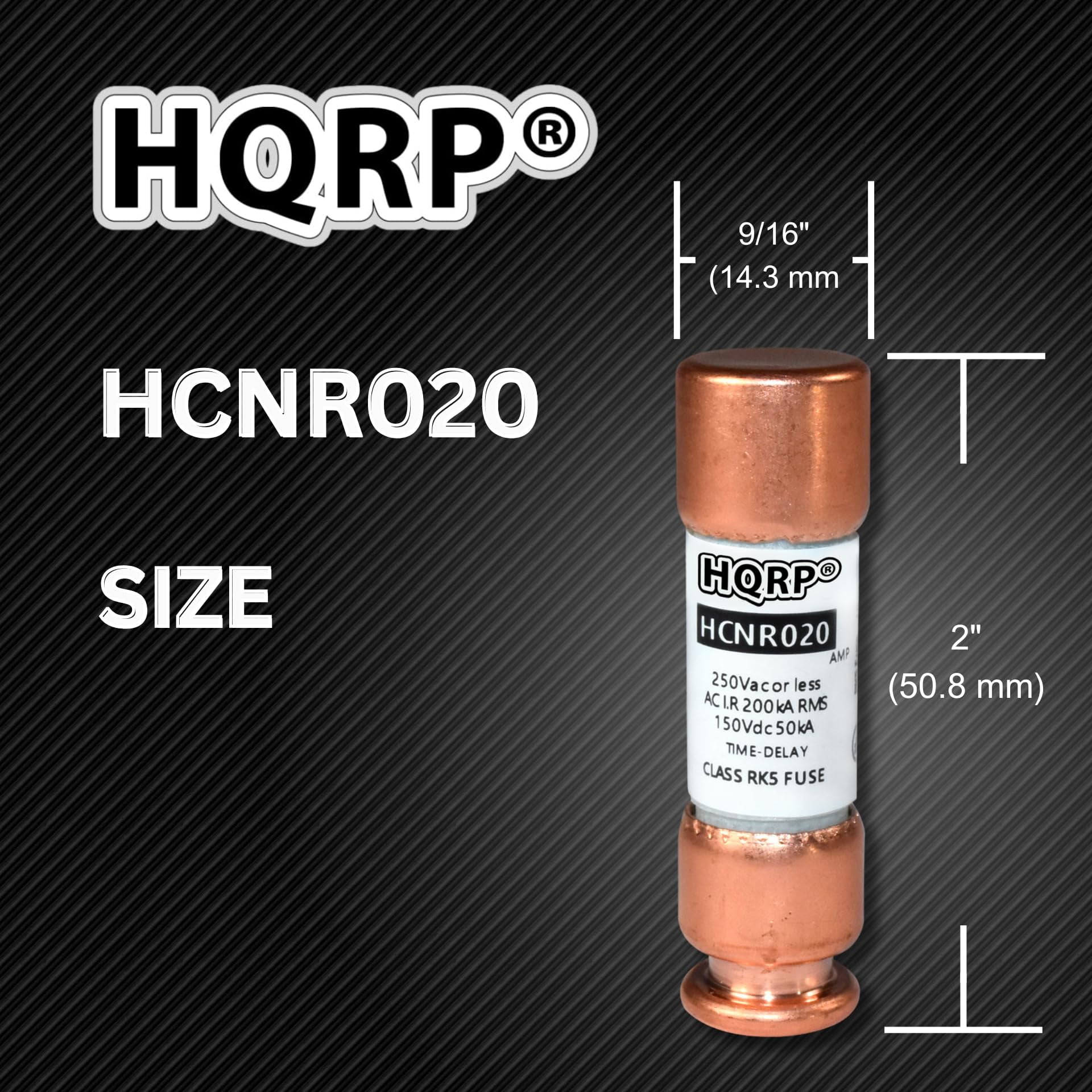 HQRP 5-Pack HCNR020 20 Amp 250V Dual Element Time-Delay Fuse, Class RK5 Replacement for Bussmann BP/FRN-R-20, Edison ECNR20, Littelfuse FLNR020.T FLN-R-20 FLNR-20