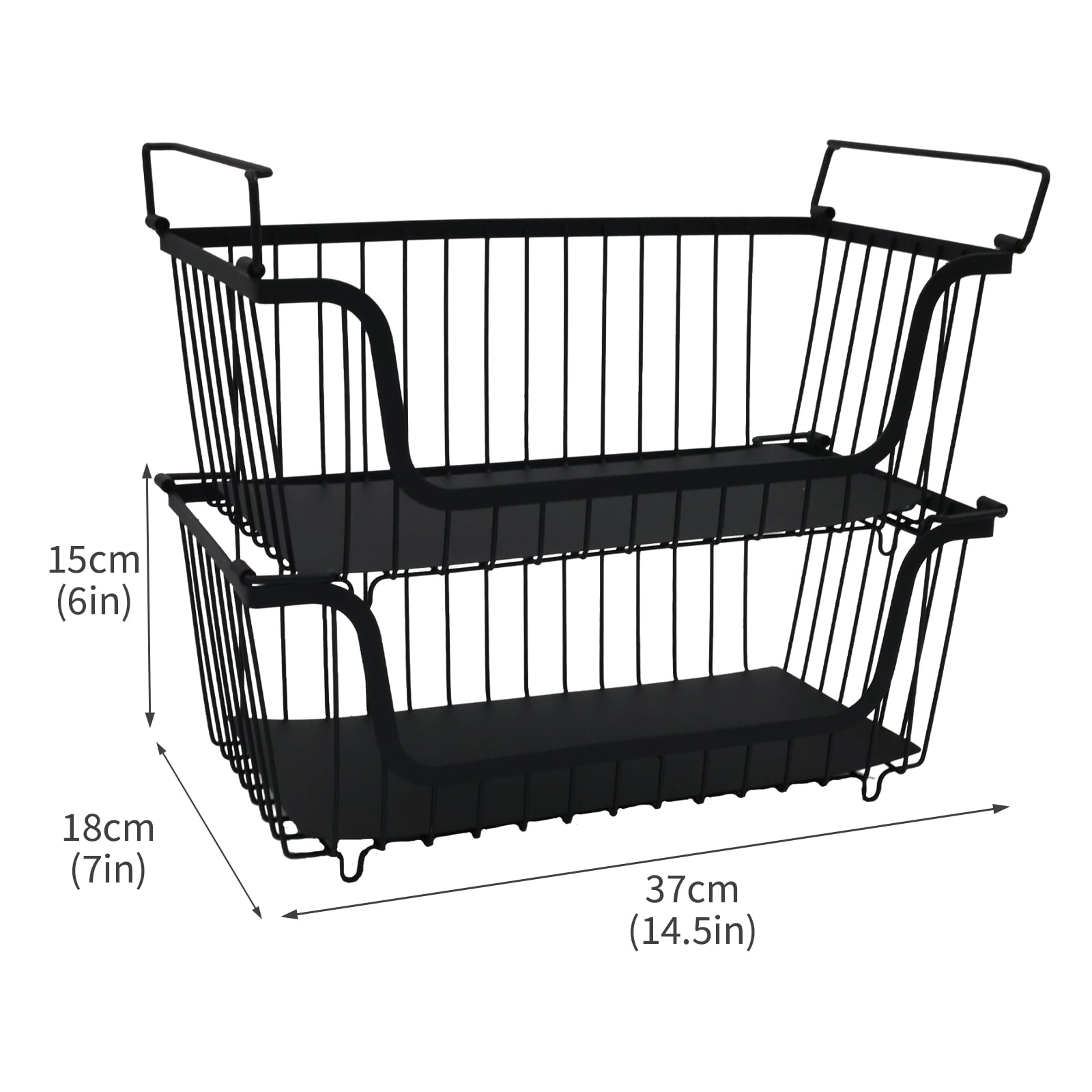 Pethiy 2-Pack Onions & Potatoes Storage Baskets, Stackable Metal Wire Organizer with Handles, Multi-Purpose Kitchen Pantry Produce Storage for Root Vegetables