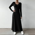 thumbnail image 7 of Women's Fall Winter Slim-Fit Crew Neck Knit Maxi Dresses Casual Solid-Color Long Sleeve Slim Fit Flowy Sweater Dress, 7 of 7