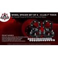 thumbnail image 2 of Wheel Spacer Set of 4-6 Lug 1 inch Thick 25mm Wheel Lug Centric Hub Adapter 6x5.5 - Fits 1996-2018 Toyota 4Runner, 01-07 Sequoia, 2001-18 Tacoma, 00-06 Tundra, 07-14 FJ Cruiser - 6x139.7mm, 2 of 9