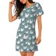 thumbnail image 2 of Fotbe Farm Birds Bata de Dormir para Mujer con Estampado, Camisón de Algodón de Manga Corta, Ropa de Dormir Casual, 2 of 6