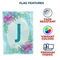 thumbnail image 5 of America Forever Spring Monogram Garden Flag Letter J 12.5 x 18 inches Double Sided Vertical Outdoor, Yard, Lawn, Pink and Blue Flowers, Cosmos, Leaves, Summer Flower Garden Flag, 5 of 5