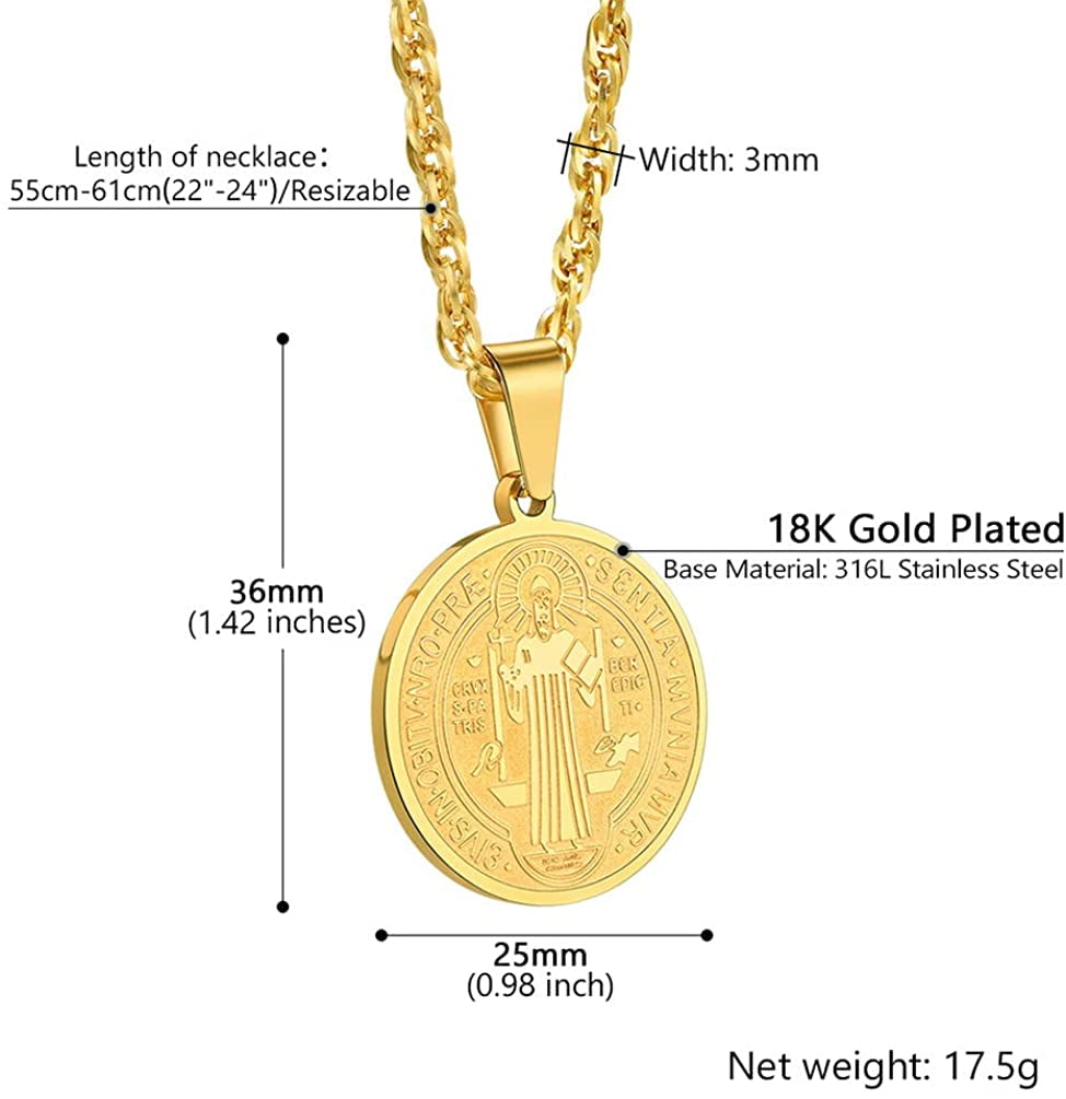 Saint Benedict Gold Medal Necklace – SommerSparkle