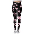 thumbnail image 2 of Leggings for Women Long Elastic Yoga Pants Valentine's Day Bowknot Full Print Tight Fit Yoga Leggings Slim Bottom Trousers B-Black S, 2 of 3