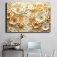 thumbnail image 4 of Mudket Champagne White Flower with Gold Accents Canvas Wall Art, Framed Floral Print, Ready to Hang Wall Decor for Living Room Bedroom, Luxury Artwork - 12"L x 8"W, 4 of 10