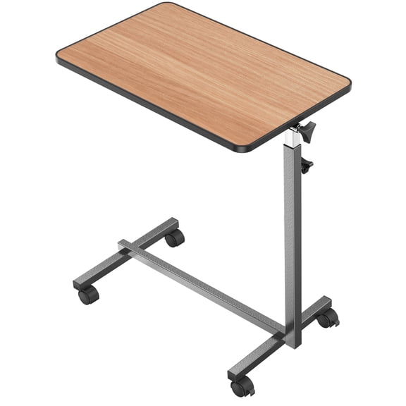 KEKOY Overbed Table, Adjustable Overbed Bedside Table with Wheels, Tilt Table for Home and Hospital Use, Smooth Rolling, Stable Support Design
