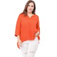 thumbnail image 3 of GRACE & GRANDEUR Blouse à Encolure en V Fendue à Manches 3/4 pour Femmes Grande Taille, 3 of 7