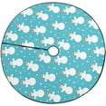 thumbnail image 1 of FMSHPON Snowmans on Blue Xmas Christmas Tree Skirt Stand Mat for Holiday Party Decoration Indoor Outdoor 36 inches, 1 of 3