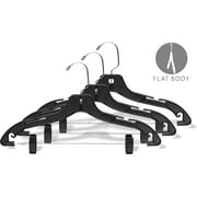 Matte Black Plastic Combo Hanger w/ Adujstable Clips, Box of 100 Space Saving Hangers w/ Notches and 360 Degree Nickel Swivel Hook for Shirt Dress or Skirt by International Hanger