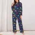 thumbnail image 2 of KLL Dinosaur Flowers Print Women's Long Sleeve Pajamas with Pants Sleepwear Loungewear 2 Set-X-Large, 2 of 7