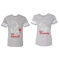 thumbnail image 1 of Her Beauty His Beast Matching Couple Cotton Jerseys (Men Heather / Women Heather) (Men M / Women L), 1 of 3