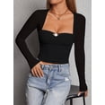 thumbnail image 7 of Michellecmm Women Fitted Crop Tops Cutout Mesh Long Sleeve Shirt Casual Pullover for Club Streetwear Aesthetic Grunge Clothes, 7 of 7