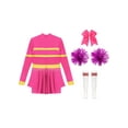 thumbnail image 3 of HULIJA Tenues de Cheerleading pour Filles, Costume de Cosplay Halloween Cheer Leader, Robe de Danse Rave, Rose Vif B 10, 3 of 7