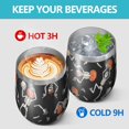 thumbnail image 4 of 12oz Stemless Wine Tumblers Skeleton Pumpkin Halloween Pattern Vacuum Insulated Stainless Steel Travel Tumbler Cups Mug with Lid and Straw for Champaign,Cocktail,Beer with Cleaning Brush, 4 of 5