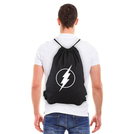 Flash Comic Superhero Eco-Friendly Reusable Draw String Gym Bag Black &