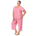 thumbnail image 3 of Aria Short Sleeve 100% Cotton Cropped Pajama Set with Pockets, Women’s Sizes XS-4X, 3 of 5