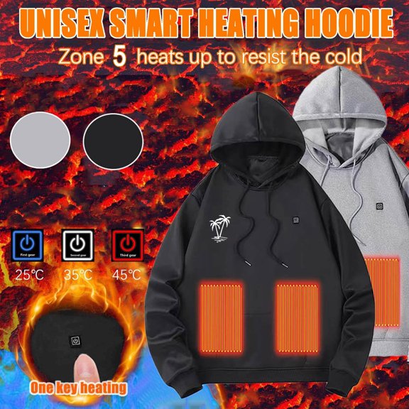 Goodtrade8 Hooded Sweatshirts Hoodies for Men Heated Pullover Sweatshirt Printed Pocket Casual Warm Long Sleeve Mens Hoodies