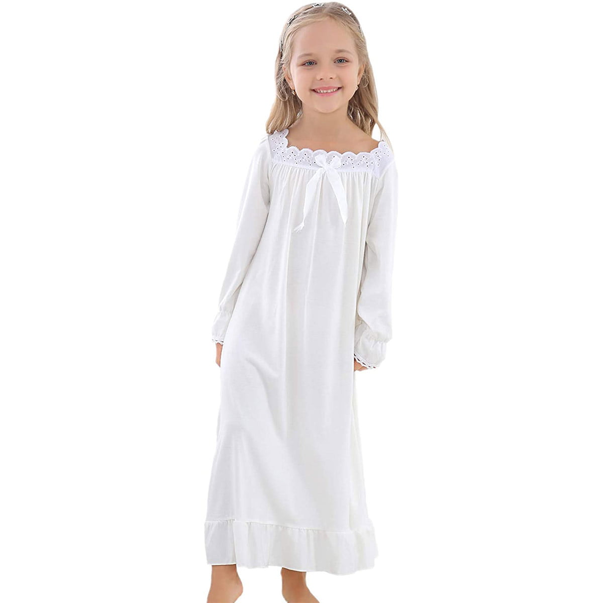 Girls Princess Nightgowns Lace Sleep Dress Kids Sleepwear 3-12 Years 