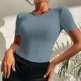 thumbnail image 2 of Blusa superior sexy de manga corta sólida con cuello redondo de verano para mujer con estilo OAVQHLG3B Store lin121212, 2 of 5