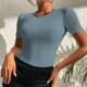 thumbnail image 2 of Blusa superior sexy de manga corta sólida con cuello redondo de verano para mujer con estilo OAVQHLG3B Store lin121212, 2 of 5