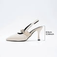 thumbnail image 6 of SCHUHLAND Women's Patent Leather Sling Back Pumps, Pointed Toe, 8.5cm Thin Super High Heels, Metal Decoration, Office & Party Dress Shoes, Black/White, 6 of 16