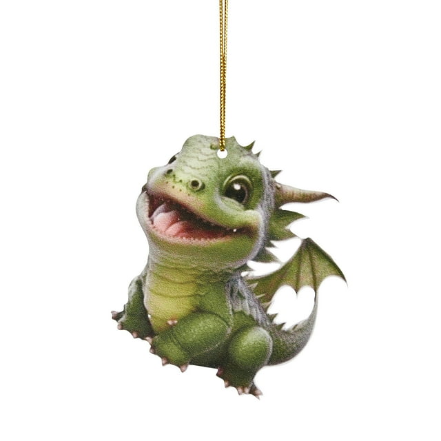 2D Adorable Flying Dragon Baby Christmas Ornament - Acrylic Material, Unique Design, and Festive Decor