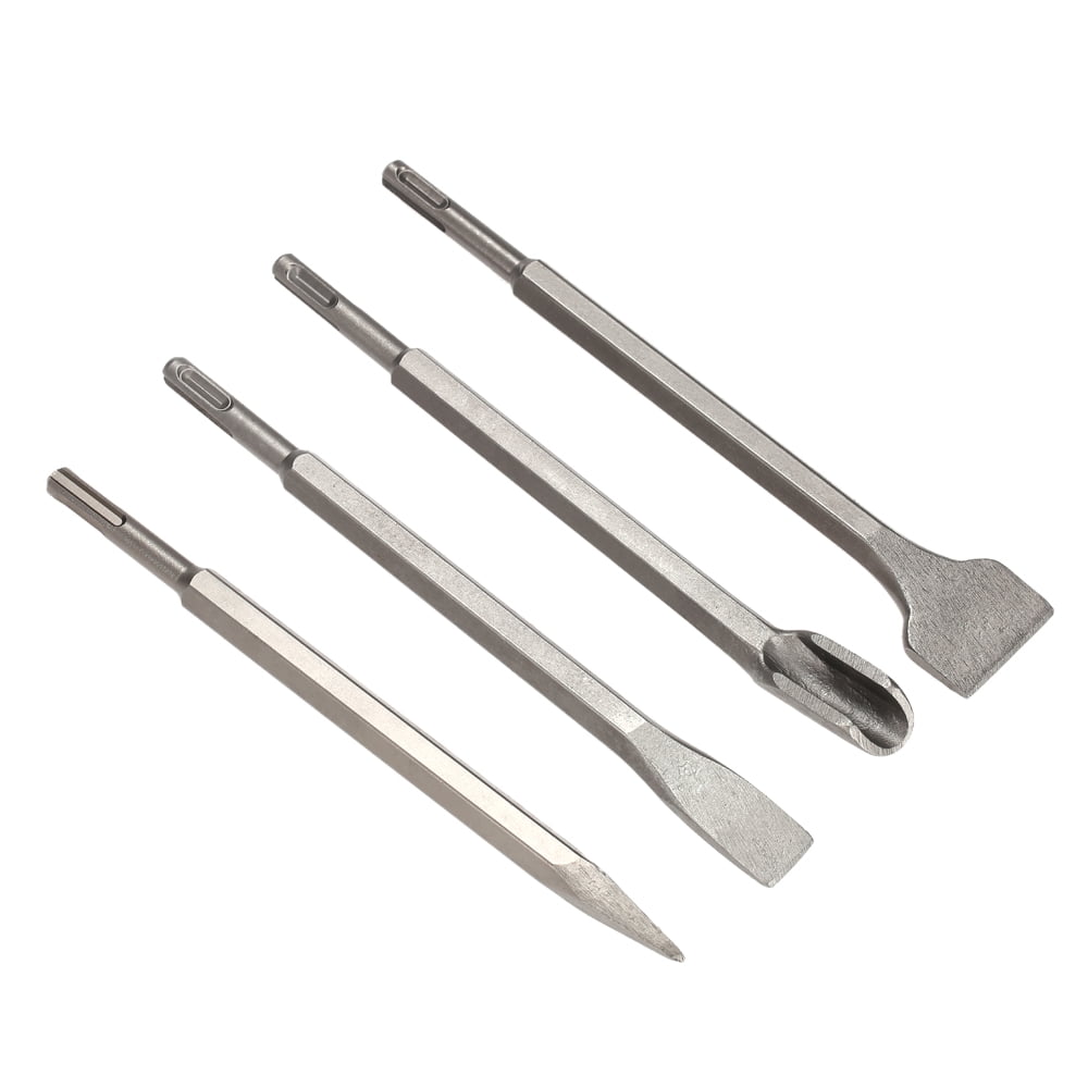 4Pcs Steel Pneumatic Hammer Chisels Bits Set Pointed Flat Mix Kit Square Shank 