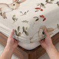 thumbnail image 3 of Twin Sze Fitted Sheet Set - Bunny Flower 2 Piece Bedding Sets 16" Deep Pocket Fitted Sheet with 1 Pillowcase, Farmhouse Rabbit Plant Pastoral Fruit Brushed Microfiber Hotel Luxury Bed Sheets, 3 of 9