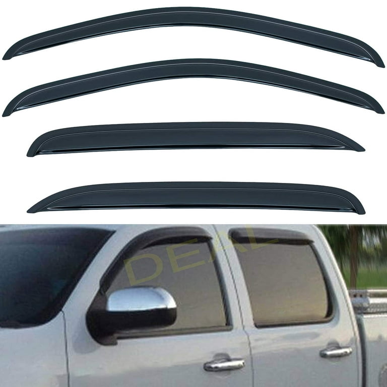4Pcs Smoke Vent Window Visor With Outside Mount Tape-On Compatible With  07-14 Silverado/Sierra 2500Hd 3500Hd & Suburban Yukon Xl 1500 2500,07-13  1500