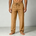 thumbnail image 2 of Leidass Mens Breathable Casual Khaki Pants Lightweight Thin Loose Fit Pants for Summer Beach with Elastic Waist Earthy Yellow 3XL, 2 of 6