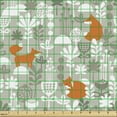 thumbnail image 2 of Fox Fabric by the Yard, Orange Silhouettes in Winter Forest Hand Drawn Style Flowers and Herbs, Decorative Upholstery Fabric for Sofas and Home Accents, Pale Grey Orange by Ambesonne, 2 of 5