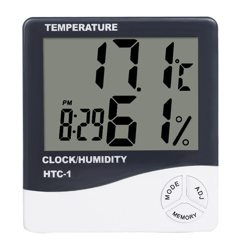 Digital Hygrometer Humidity Meter Thermometer Temperature Indoor LCD Alarm Clock 