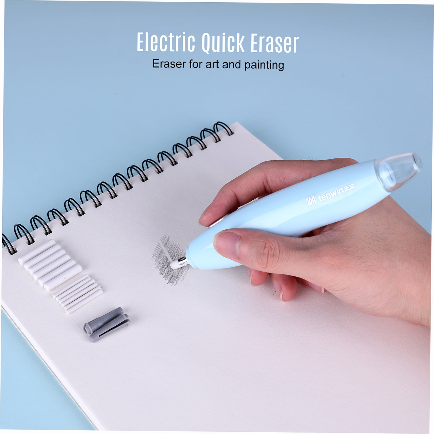 Ready Stokc)Electric Erasers for Artists, Electric Eraser w 16 Refills,  Battery Operated