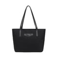 thumbnail image 2 of Bolso de hombro de gran capacidad a la moda para mujer, bolso con asa superior de lino PU (negro), 2 of 4
