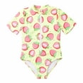 thumbnail image 2 of Honeeladyy Toddler Baby Girls Summer Swimsuit Baby Girls Swimwear Children's Swimsuit Strawberry Print Short Sleeve Surfing Zipper One-piece Swimsuit Bathing Suit Swimming Suit, 2 of 9